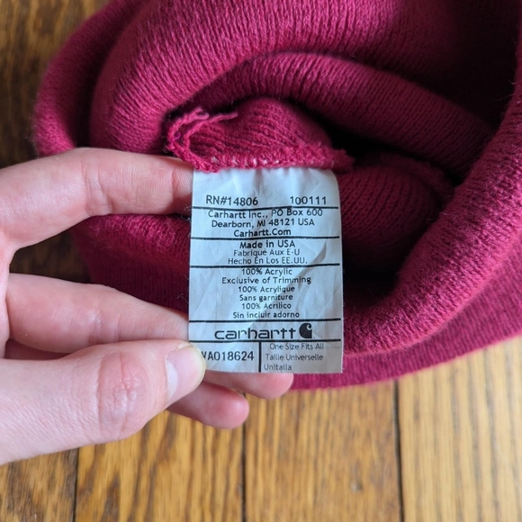 Carhartt Knit Beanie in Raspberry Pinkish Red - Picture 5 of 6